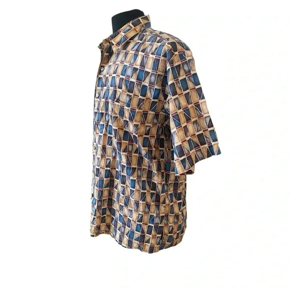 Richard Polynesian Print Cotton Lawn Aloha Hawaiian Shirt Size L Button - Picture 3 of 8